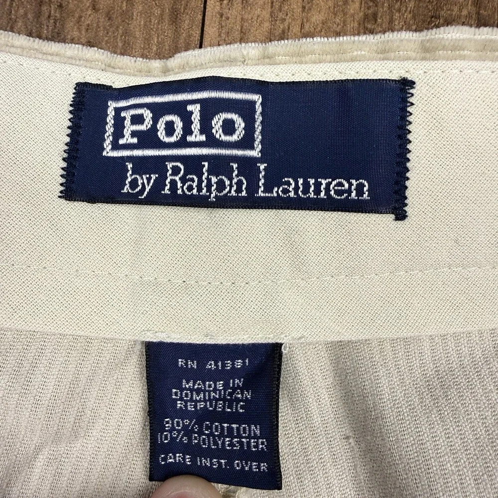 Vtg Polo Ralph Lauren Corduroy Pants‎ Mens 36x34 (35x32) Khaki Cords Andrew Prep